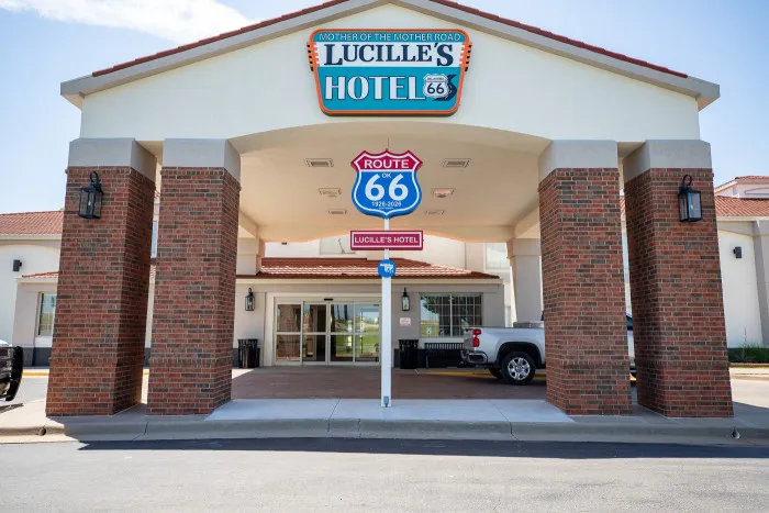 Lucille's Hotel Route 66 Centennial Monument in Weatherford, Oklahoma