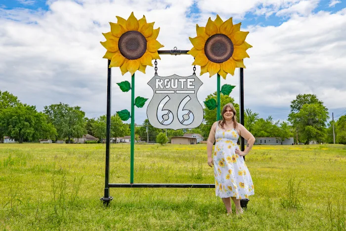 Route 66 Sunflower Sign in Baxter Springs, Kansas Route 66 Roadside Attraction