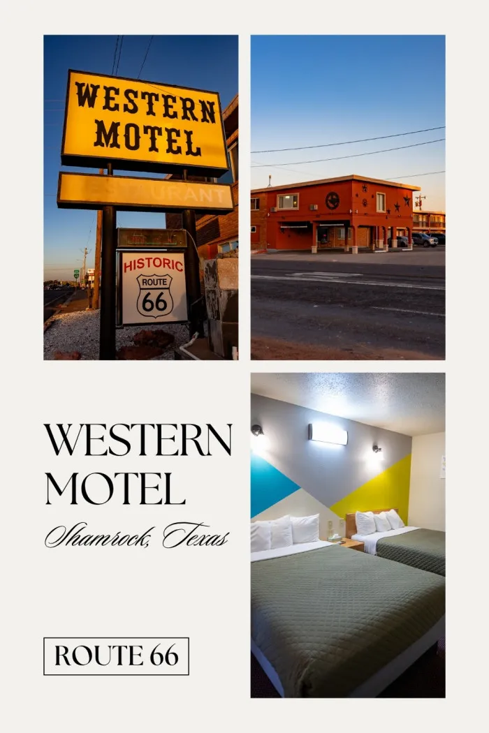 Looking for a comfy and affordable stop along Route 66? The Western Motel in Shamrock, Texas, offers clean rooms, friendly service, and a front-row view of the iconic Tower Station and U-Drop Inn. With easy parking, dog-friendly rooms, and food just steps away, it’s a great place to rest your head on the Texas stretch of the Mother Road. I grabbed pizza and wings from across the street and enjoyed a relaxing night watching neon glow from my window. #RoadTrip #Route66RoadTrip #Route66