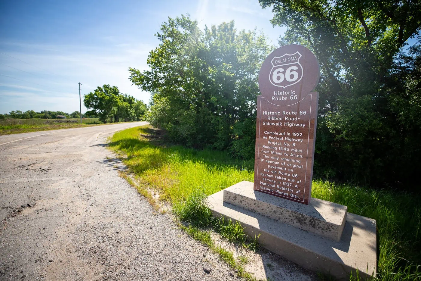 Historical Marker at Route 66 Ribbon Road in Miami, Oklahoma