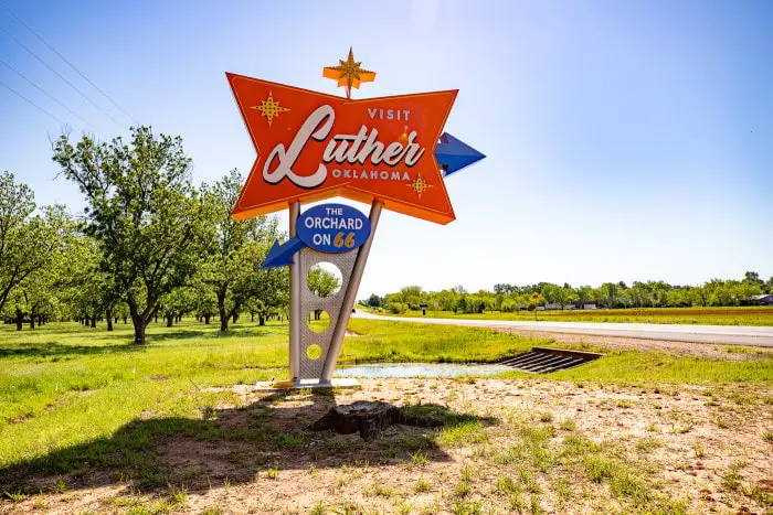 Visit Luther Sign in Luther, Oklahoma Route 66 Roadside Attraction