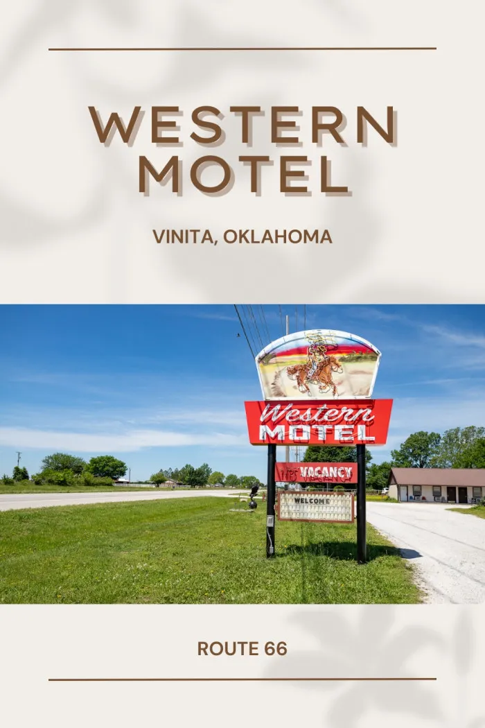 The Western Motel in Vinita, Oklahoma is a classic Route 66 stop that’s been welcoming travelers since the 1950s. Once known as the Quarter Horse Motel, it’s been restored with updated rooms and a brand-new neon sign featuring a cowboy twirling a lasso. Conveniently located next to the Hi-Way Cafe and fun roadside attractions like the Big Bill Muffler Man, this retro motor lodge offers vintage vibes and modern comforts right on the Mother Road. #RoadTrip #NeonSign #Route66