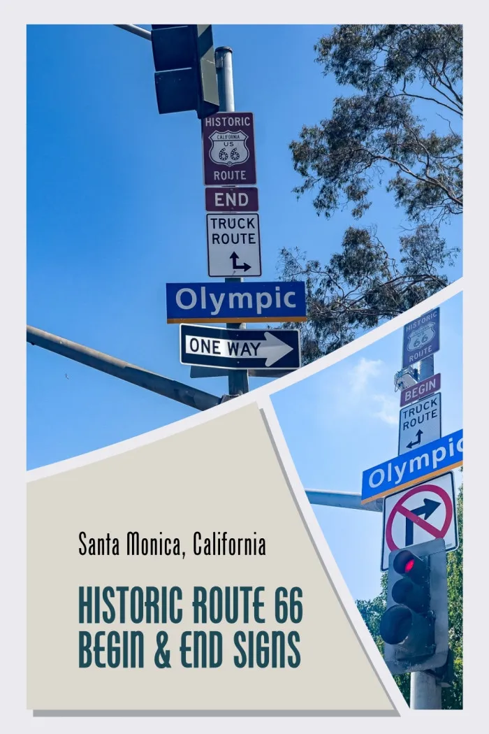 The Historic Route 66 End Sign in Santa Monica, California, marks the official western terminus of the Mother Road at Olympic Boulevard and Lincoln Boulevard. While many travelers celebrate at the Santa Monica Pier’s ceremonial “End of the Trail” sign, this inland marker is the true finish line. Snap a photo at the brown road sign and, if you’re heading east, spot the matching “Route 66 Begin” sign across the street. #Route66 #Route66RoadTrip #SantaMonica