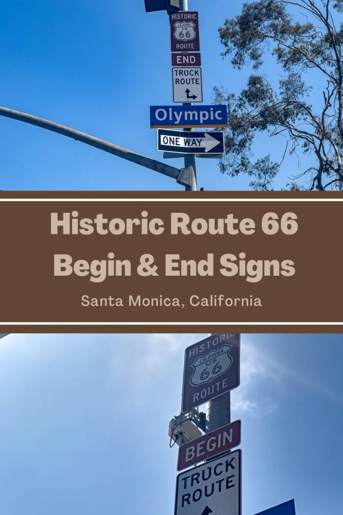 The Historic Route 66 End Sign in Santa Monica, California, marks the official western terminus of the Mother Road at Olympic Boulevard and Lincoln Boulevard. While many travelers celebrate at the Santa Monica Pier’s ceremonial “End of the Trail” sign, this inland marker is the true finish line. Snap a photo at the brown road sign and, if you’re heading east, spot the matching “Route 66 Begin” sign across the street. #Route66 #Route66RoadTrip #SantaMonica
