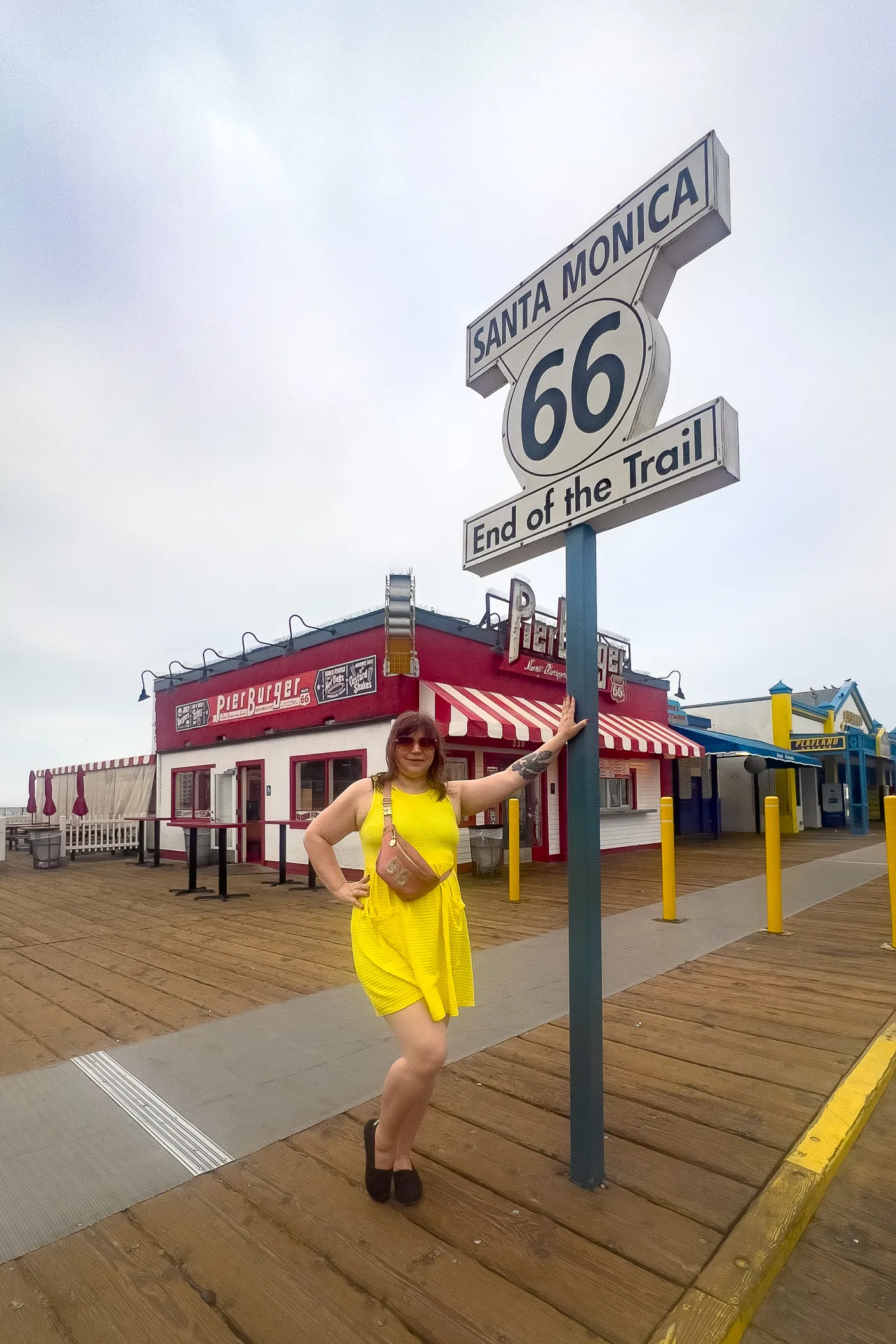 Route 66 End of the Trail Sign in Santa Monica, California