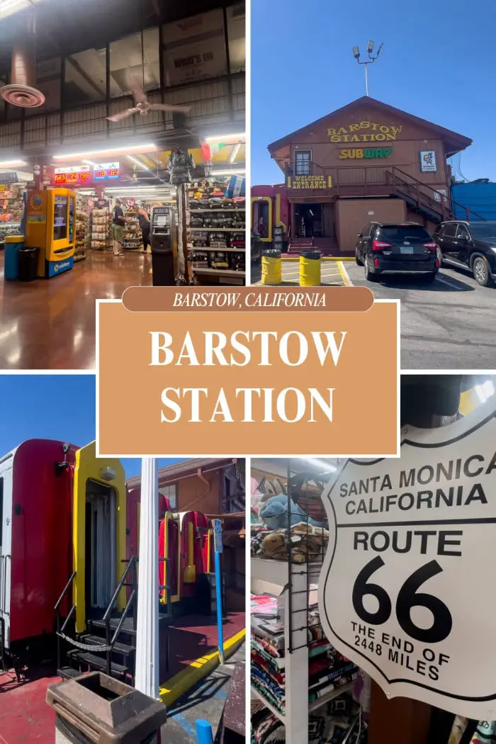 Barstow Station in Barstow, California is a one-of-a-kind Route 66 stop built from old rail cars in 1975. It’s home to more than a dozen vendors, including McDonald’s, Subway, Popeye’s, Wetzel’s Pretzels, Dunkin’ Donuts, Jed’s Jerky, Alien Boba, and quirky souvenir shops. Greyhound and FlixBus stop here, and across the road you’ll find one of the largest Tesla charging stations in the country. A fun, functional stop on the Mother Road. #Route66 #Route66RoadTrip #RoadsideAttraction