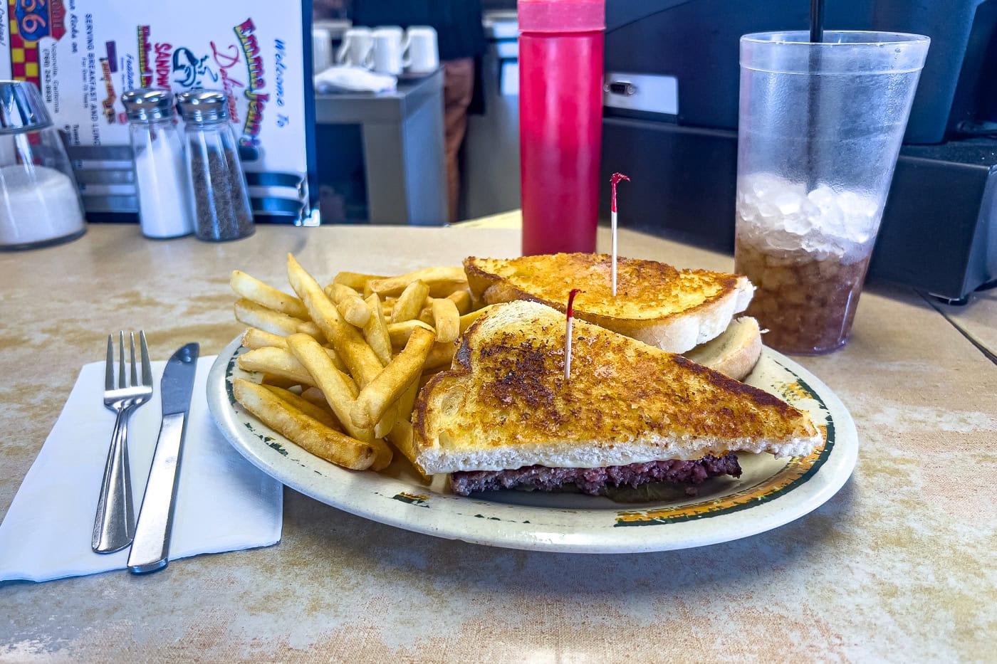 Brian Burger at Emma Jean's Holland Burger Cafe in Victorville, California on Route 66