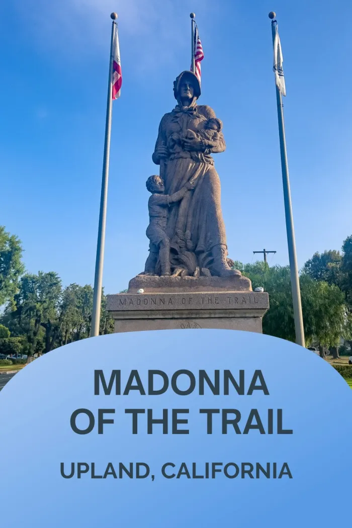 The Madonna of the Trail in Upland, California, is one of 12 monuments dedicated in 1929 to honor the courage and resilience of pioneer women. Created by sculptor August Leimbach, the 10-foot-tall statue represents historic routes including the Mojave and de Anza Trails. It also marks the western end of the National Old Trails Highway, a forerunner to Route 66. With only two Madonnas on the Mother Road, Upland’s is a distinctive stop for Route 66 travelers. #Route66 #Route66RoadTrip #UplandCA