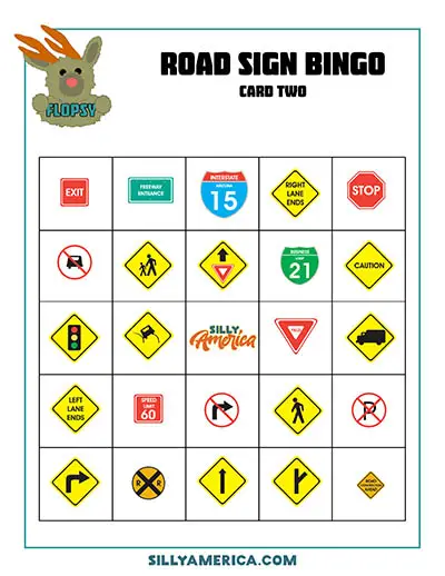 Road trip bingo free printable boards